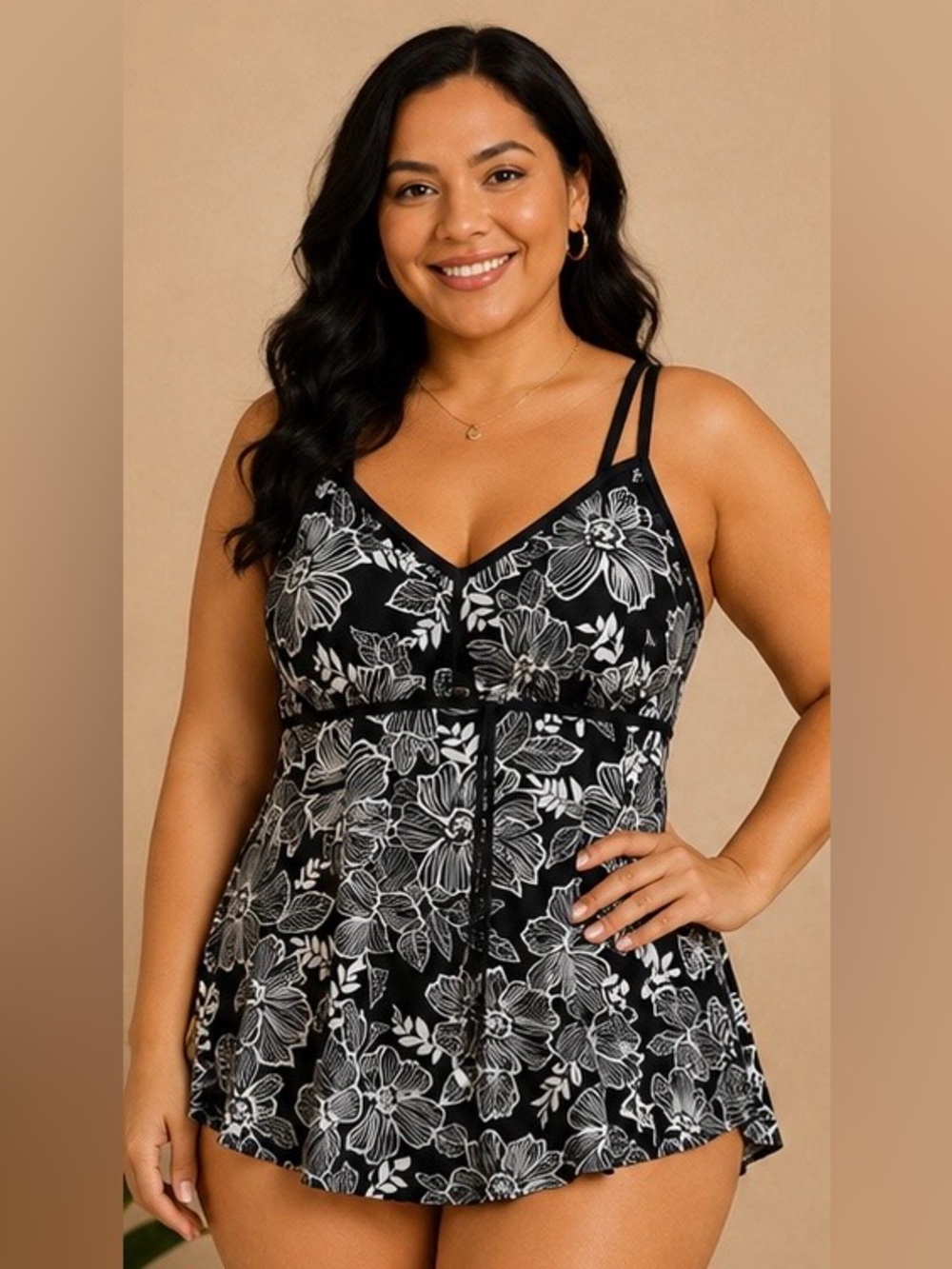 Paradise Black & White Swimsuit - Size 16